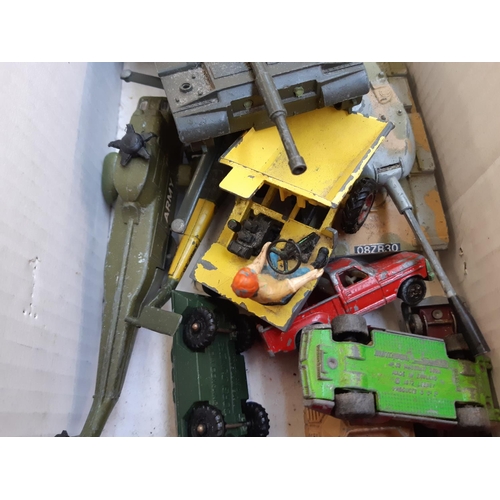 303 - A box containing various diecast vehicles to include Dinky, Corgi, Matchbox etc.