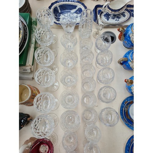 221 - 32 pieces of good quality glassware to include five brandy snifters, six cut crystal wine glasses, h... 