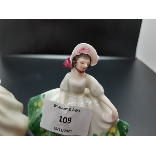 109 - Four miniature Royal Doulton figurines by Peggy Davies to include Kirsty, Fair Lady, Sunday Best and... 