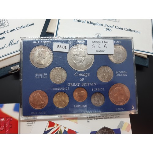 62A - Four British coin collector's sets to include 1985, 1986 and 1993 Royal Mint Proof Coin Collections,... 