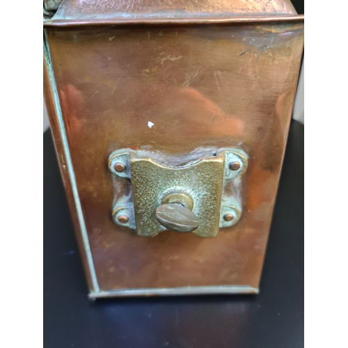 123 - An early 20th century Sherwood of Birmingham copper and brass ship's Port side oil lantern