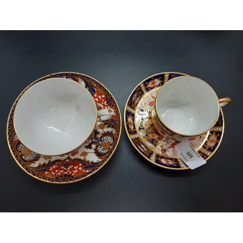 105 - Two Royal Crown Derby Imari pattern cabinet cups and saucers