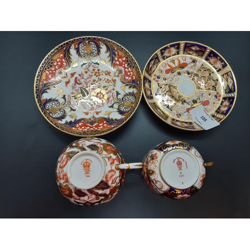 105 - Two Royal Crown Derby Imari pattern cabinet cups and saucers