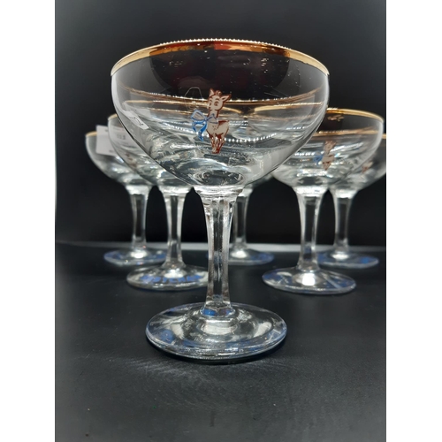 111 - A set of six Babycham drinking glasses