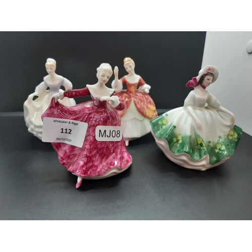 112 - Four miniature Royal Doulton figurines by Peggy Davies to include Kirsty, Fair Lady, Sunday Best and... 