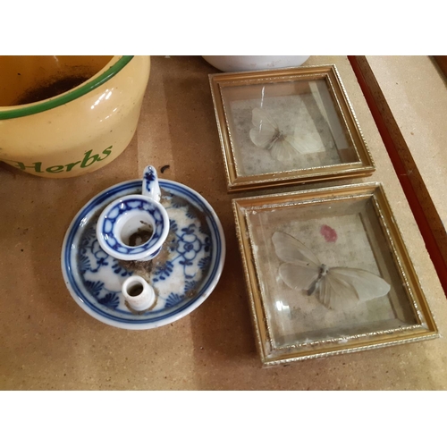 143 - A collection of mixed items to include white enamel bread bin, Victorian stoneware jelly mould, cast... 