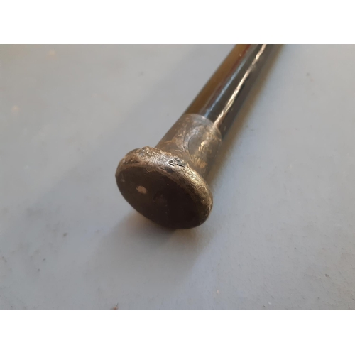 175 - A 19th century ebony walking cane with hallmarked silver top