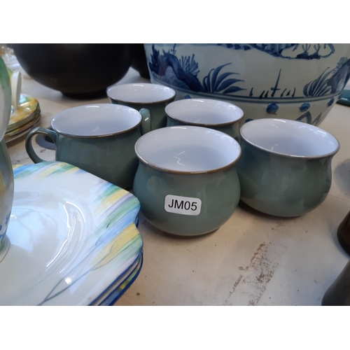 196 - A collection of assorted ceramics to include 19 pieces of Art Deco Grafton china, 5 Denby tea cups, ... 