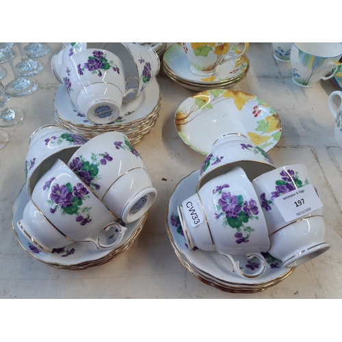 197 - 12 pieces of Royal Grafton hand painted china and a 42 piece Colclough part tea set