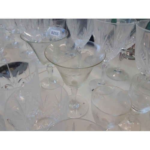 208 - A large collection of various glassware to include 4 Whitefriars M146 Glacier glass sundae dishes, 4... 