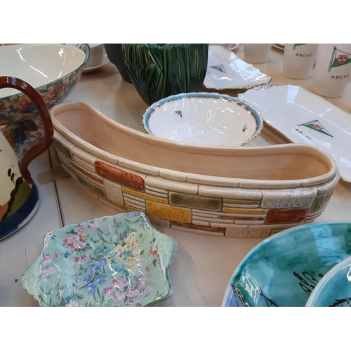 217 - 18 pieces of various ceramics to include 2 pieces of Motto ware pottery, 2 Majolica plates, Empire L... 