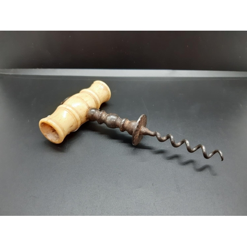 74 - A 19th century bone handle corkscrew (A/F)