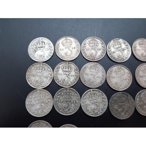 79 - Twenty three pre 1920 92.5% silver threepences