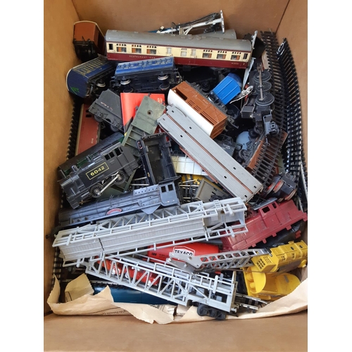 268A - Two boxes containing model railway accessories to include locomotives, carriages, wagons, track etc.... 