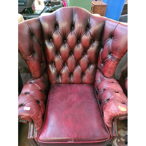 643 - A vintage oxblood leather Chesterfield armchair (see condition report)