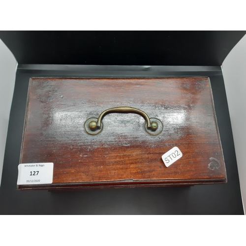 127 - A Georgian mahogany tea caddy box for restoration - measuring approx. 22.5cm wide, 12.5cm high and 1... 