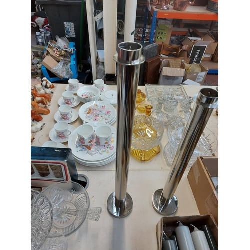 241A - A Fink Titan nickle plated candlestick measuring approx. 65.5cm with ten large various pillar candle... 