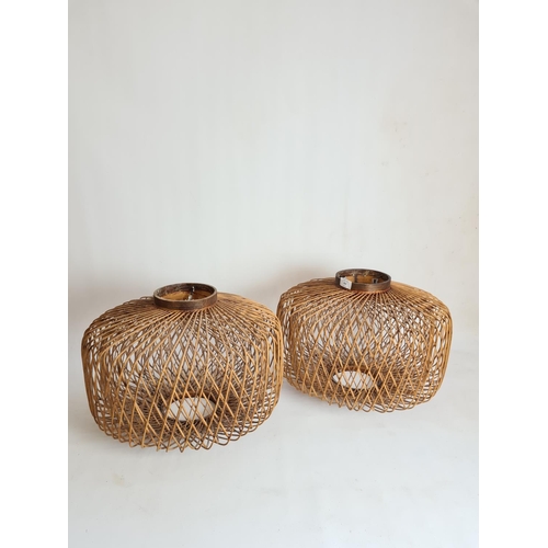 102 - A pair of Boho style wicker ceiling light shades