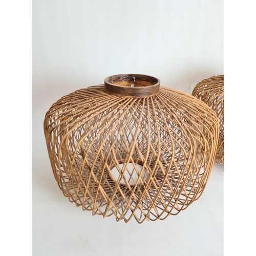 102 - A pair of Boho style wicker ceiling light shades