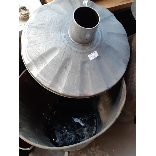 1130 - Two items, one large cast iron chimenea and one galvanised garden incinerator