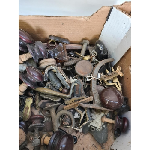 114 - A large quantity of furniture restoration accessories to include drawer handles, locks, escutcheons ... 