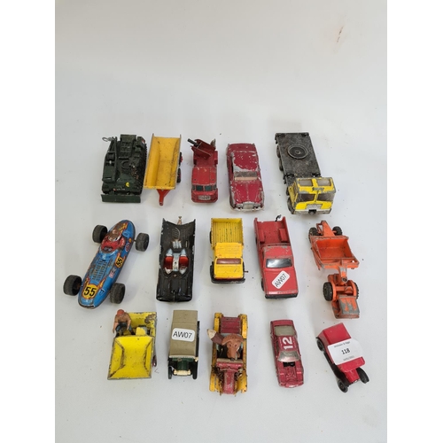 118 - Fourteen diecast model vehicles to include Corgi Batmobile, Corgi Basil Brush in car, Corgi Mazda B1... 