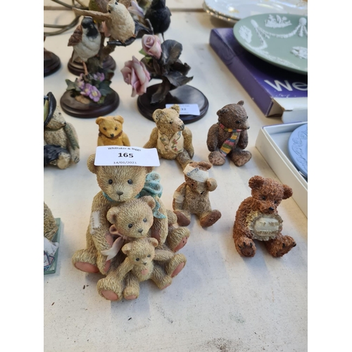 165 - A collection of ceramic bird and bear figurines to include Country Artists, Cherished Teddies etc. t... 