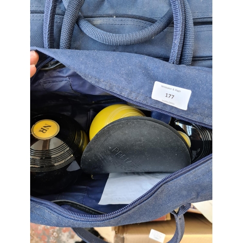 177 - Two cased pairs of crown green bowls