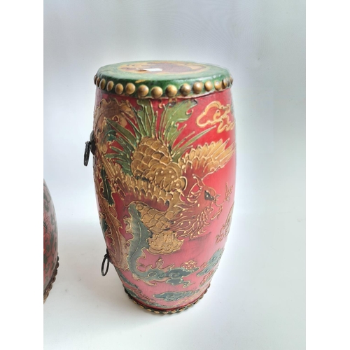 204 - Two Chinese ceremonial drums