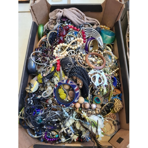 209 - A box containing a large quantity of various costume jewellery