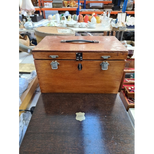 212 - Three various vintage oak boxes