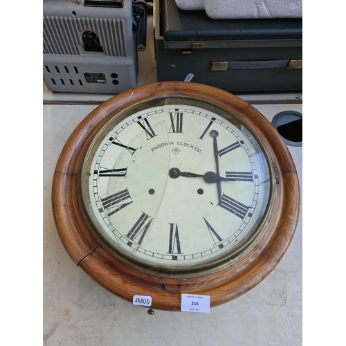 215 - An early 20th century Ansonia Clock Co. of America circular wall clock