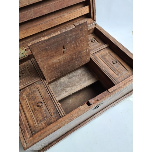 234 - A vintage Indian hardwood work box - measuring approx. 36.5cm wide, 21cm high and 25cm deep