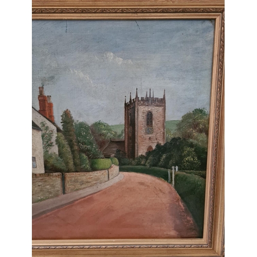 274 - Two pictures to include a gilt framed oil on canvas of Pott Shrigley near Macclesfield signed J. Nor... 