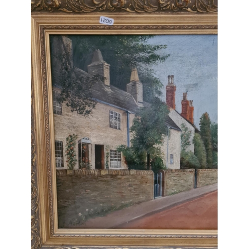 274 - Two pictures to include a gilt framed oil on canvas of Pott Shrigley near Macclesfield signed J. Nor... 