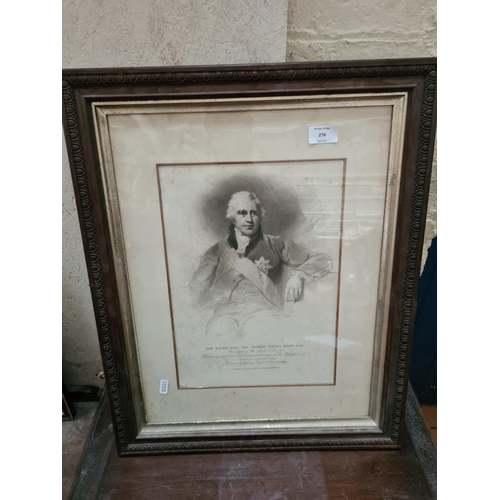 276 - An oak framed engraving of Sir Joseph Banks President of The Royal Society from an original picture ... 