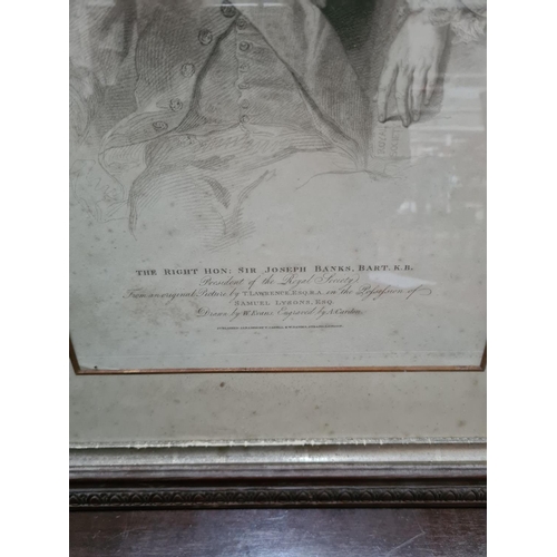 276 - An oak framed engraving of Sir Joseph Banks President of The Royal Society from an original picture ... 