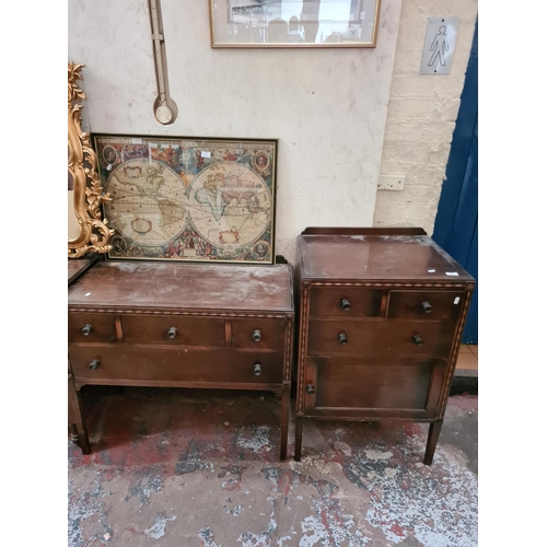 277 - A vintage mahogany two piece bedroom suite comprising cabinet and dressing table