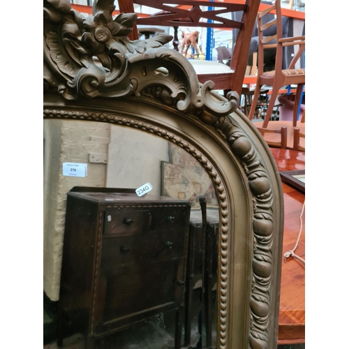 278 - A Victorian gilt framed bevelled edge over mantel mirror - approx 136cm high x 86cm wide