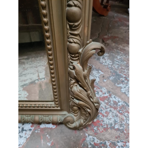 278 - A Victorian gilt framed bevelled edge over mantel mirror - approx 136cm high x 86cm wide