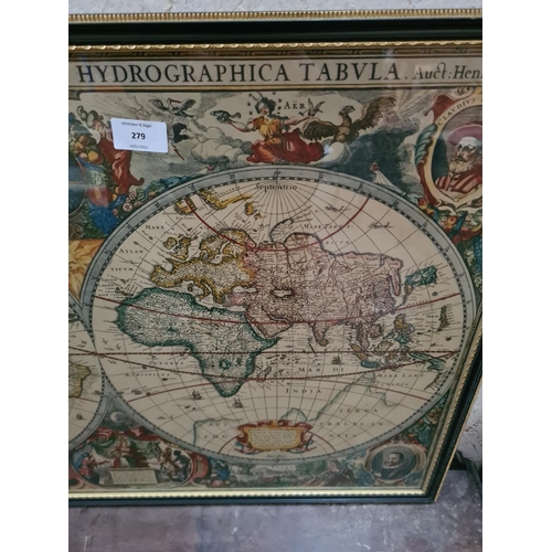 279 - A reproduction framed Dutch map print titled 