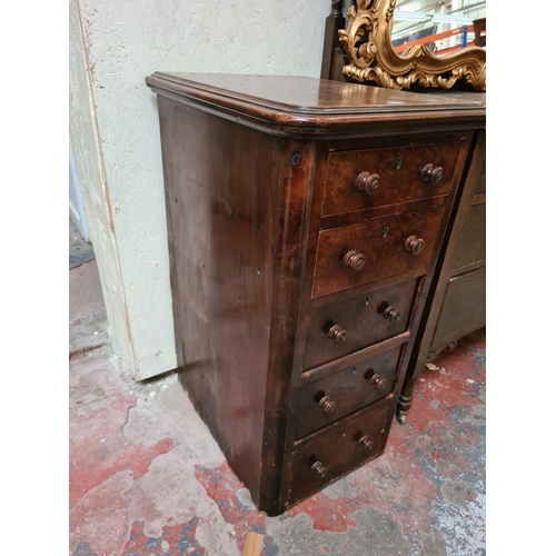 283 - A Victorian walnut narrow chest of five drawers - measuring approx. 83cm high x 42cm wide x 53cm dee... 