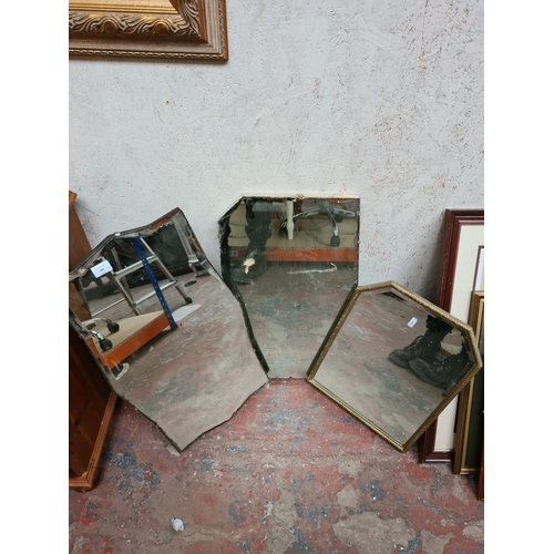 289 - Three various vintage bevelled edge wall mirrors