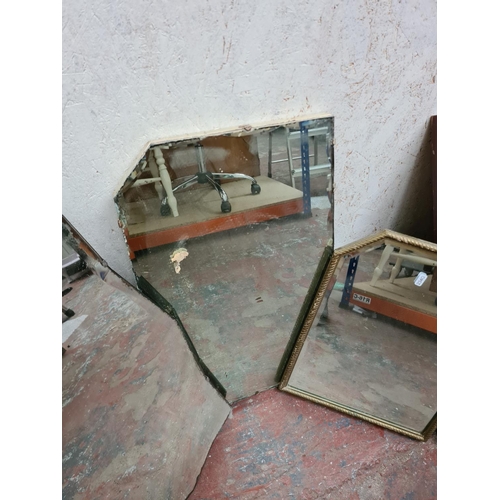 289 - Three various vintage bevelled edge wall mirrors