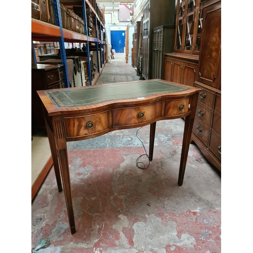 293 - A Regency style mahogany writing table with green leather insert - approx. 78cm high x 94cm wide x 4... 