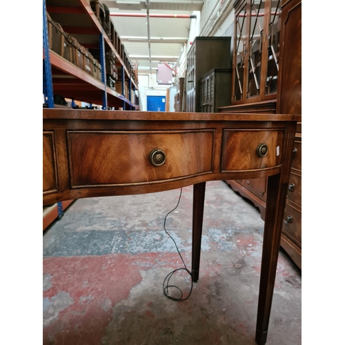 293 - A Regency style mahogany writing table with green leather insert - approx. 78cm high x 94cm wide x 4... 