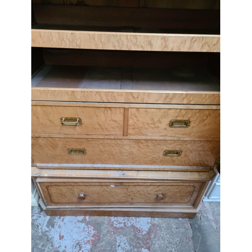 302 - A large Victorian inlaid bird's eye maple linen press - approx. 218cm high x 124cm wide x 60cm deep