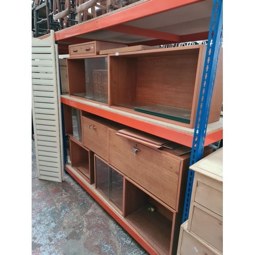 317 - A teak modular shelving unit