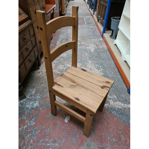 334 - A set of six Mexican pine ladder back dining chairs