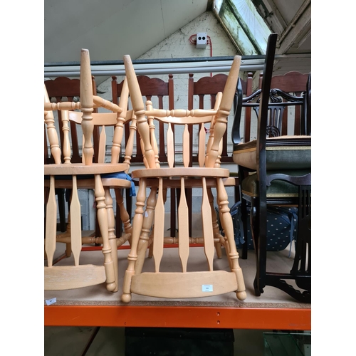 339 - A set of six modern beech spindle back dining chairs